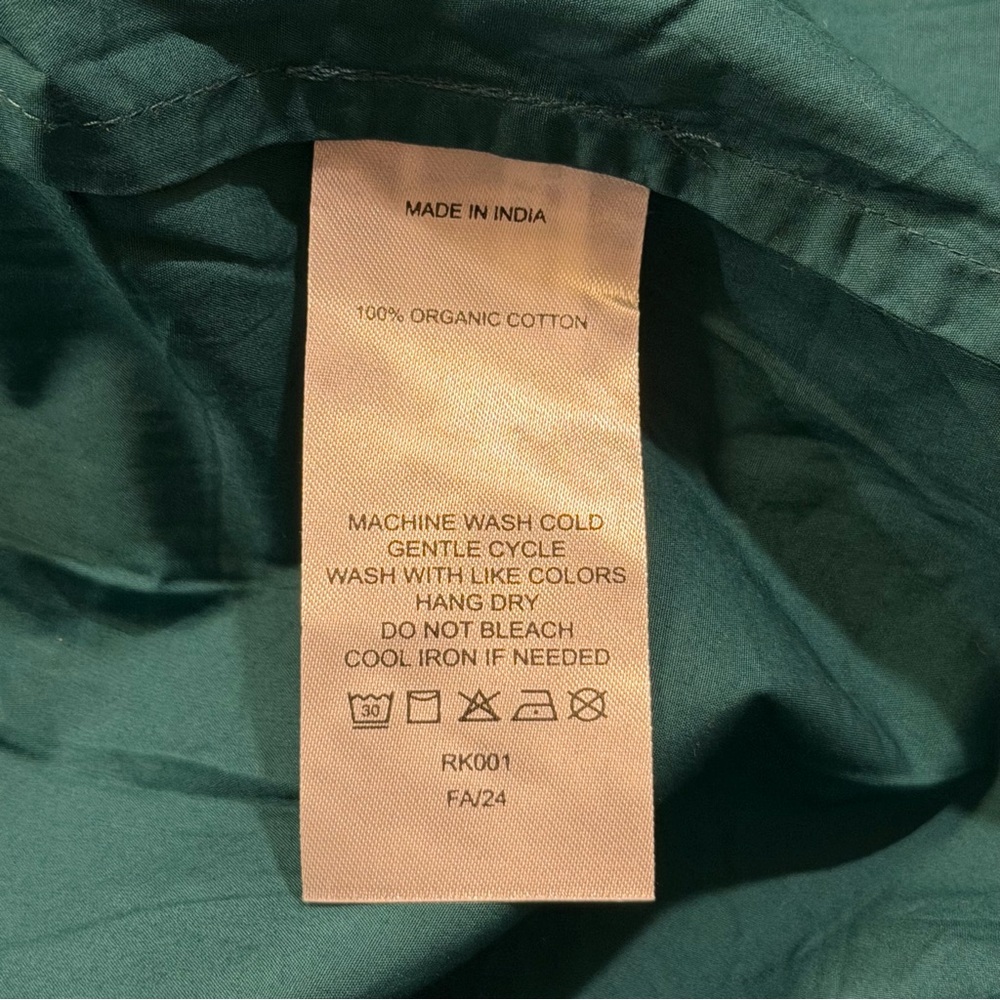 Quince NWT Size XL Garden Green 100% Organic Cotton Smocked Poplin Midi Dress - Picture 6 of 8